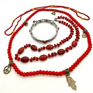 Red Jewelry Necklace Lot